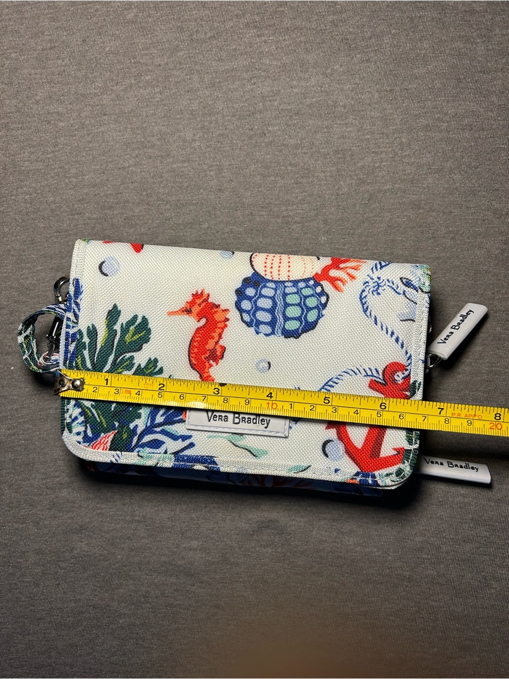 Vera Bradley Coastal Print Wristlet in White with Red & Blue Accents - Picture 3 of 6
